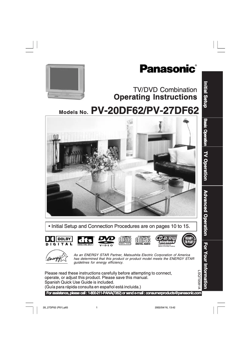 Imagen de la primera página del manual del dispositivo PV-27DF62