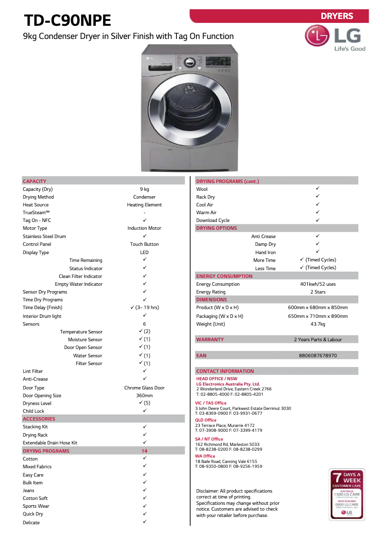 Imagen de la primera página del manual del dispositivo TD-C90NPE