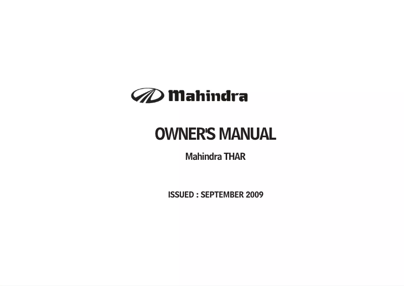 Página 1 del manual Manual de usuario Mahindra THAR (2009)