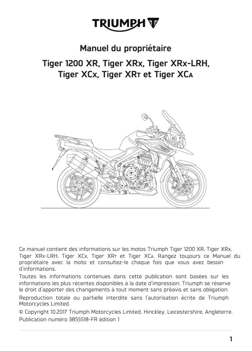Imagen de la primera página del manual del dispositivo Tiger 1200 XR