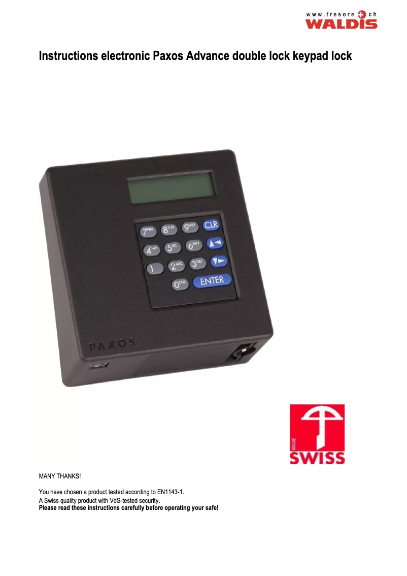 Página 1 del manual Manual de usuario WALDIS Premium 1200