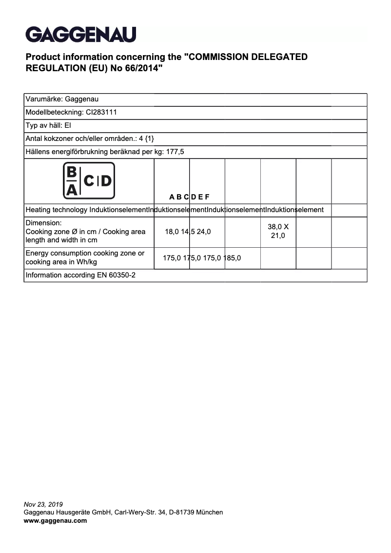 Página 1 del manual Manual de usuario Gaggenau CI283111