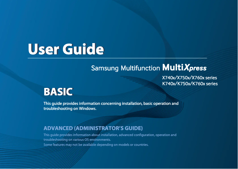 Imagen de la primera página del manual del dispositivo MultiXpress X7400GX
