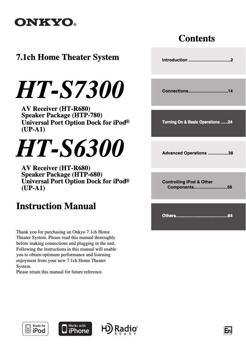 Imagen de la primera página del manual del dispositivo HT-S6300
