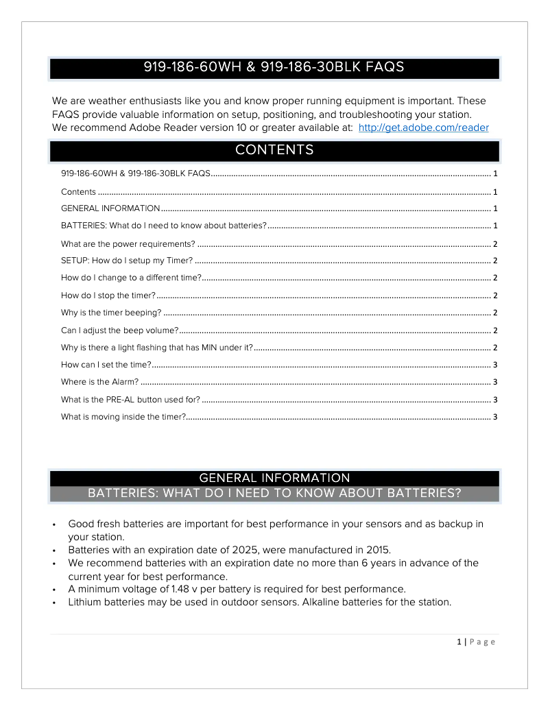 Imagen de la primera página del manual del dispositivo 919-186A