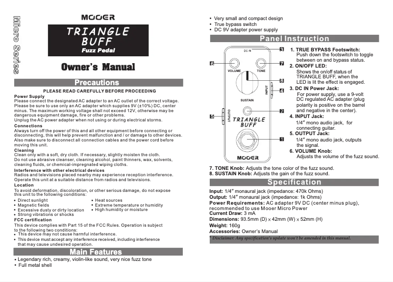 Imagen de la primera página del manual del dispositivo Triangle Buff