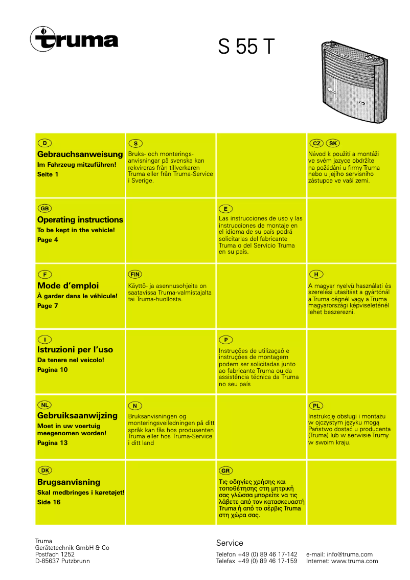 Imagen de la primera página del manual del dispositivo S 55 T