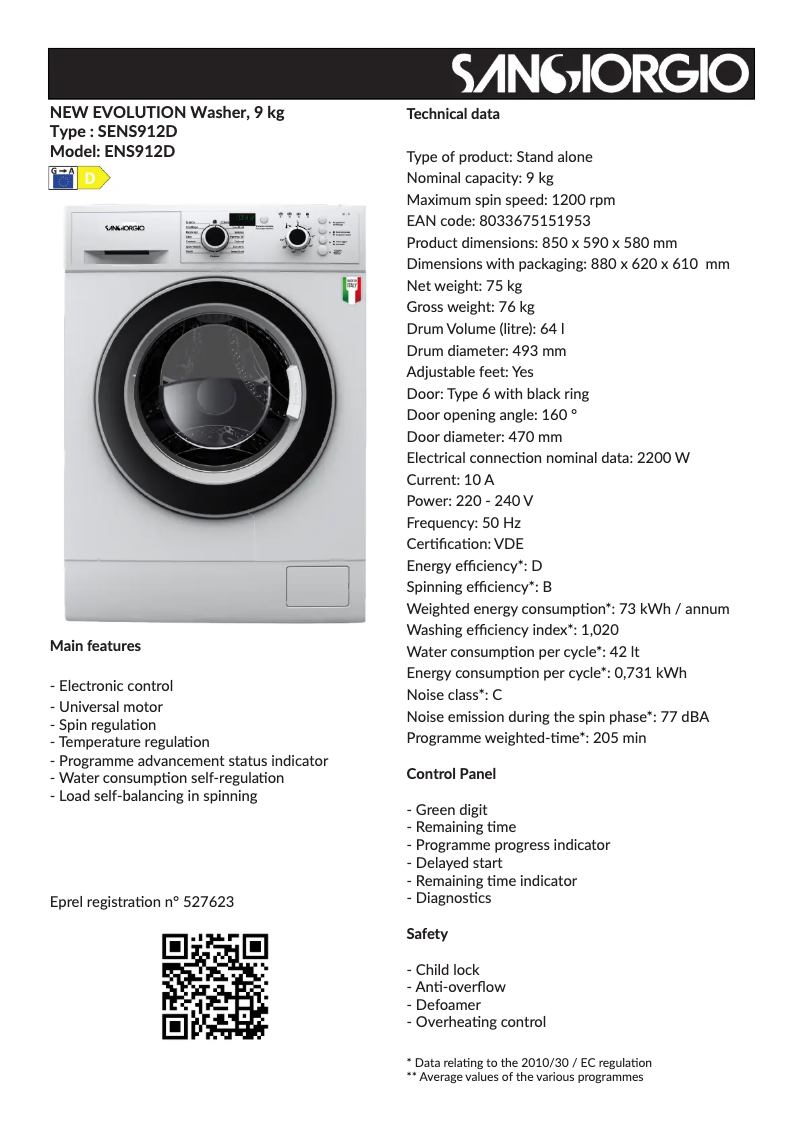 Imagen de la primera página del manual del dispositivo SENS912D