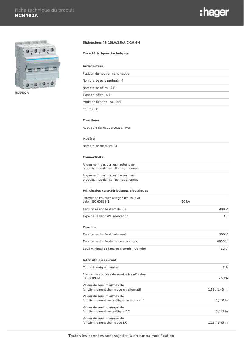 Imagen de la primera página del manual del dispositivo NCN402A