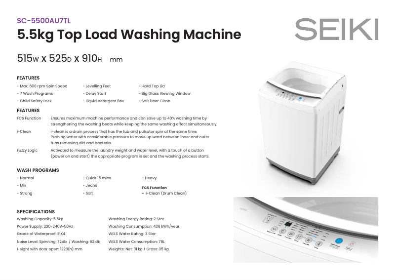 Imagen de la primera página del manual del dispositivo SC-5500AU7TL