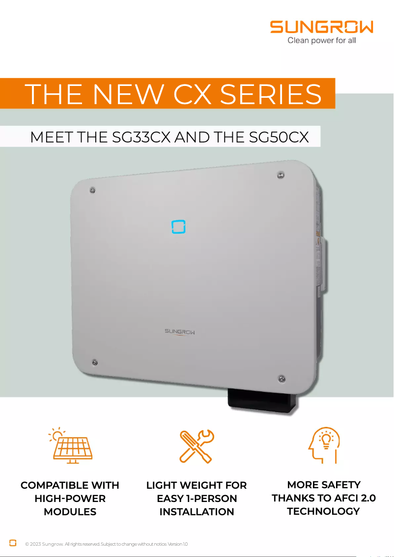 Página 1 del manual Guía de instalación Sungrow SG33CX