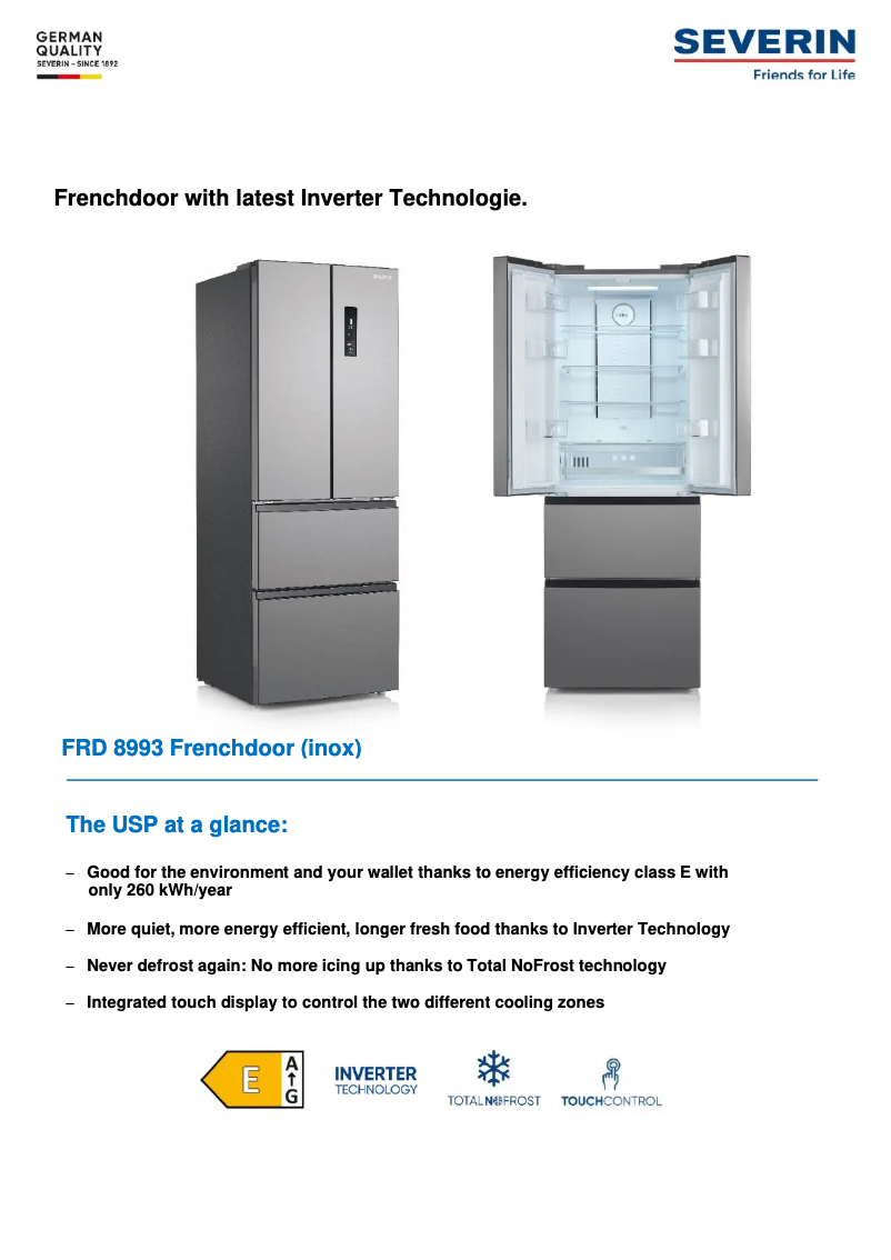 Página 1 del manual Ficha técnica Severin FRD 8993