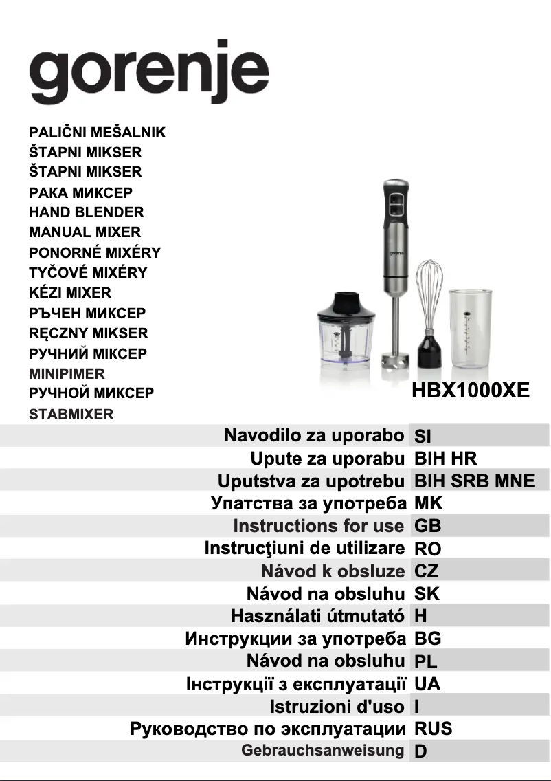 Página 1 del manual Manual de usuario Gorenje HBX1000XE