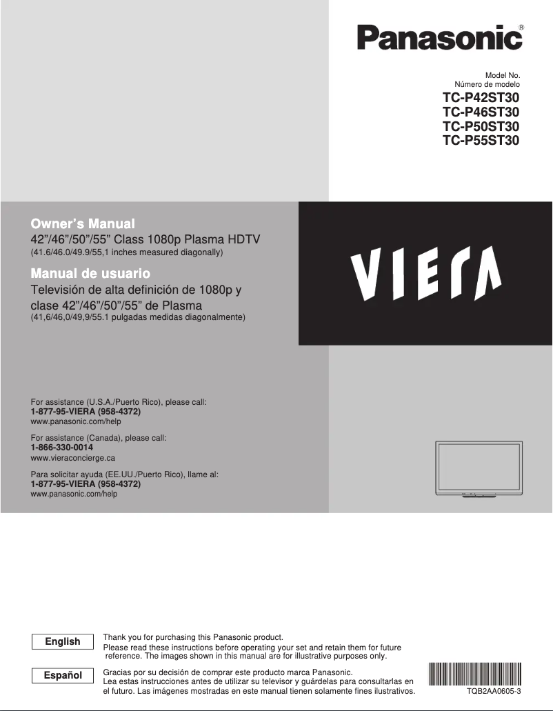 Página nº 1 - Manual de usuario Panasonic Viera TC-P55ST30