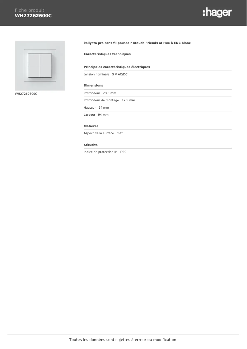 Imagen de la primera página del manual del dispositivo WH27262600C