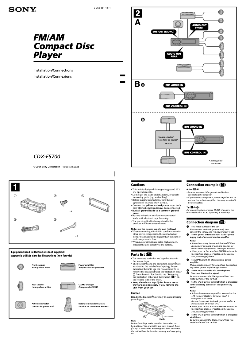 Página nº 1 - Guía de instalación Sony CDX-F5700