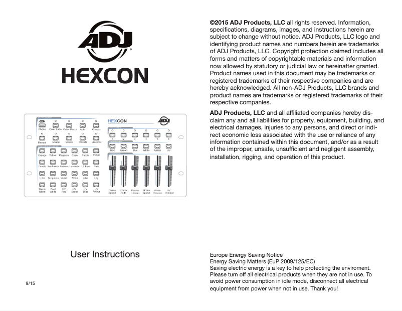Imagen de la primera página del manual del dispositivo Hexcon
