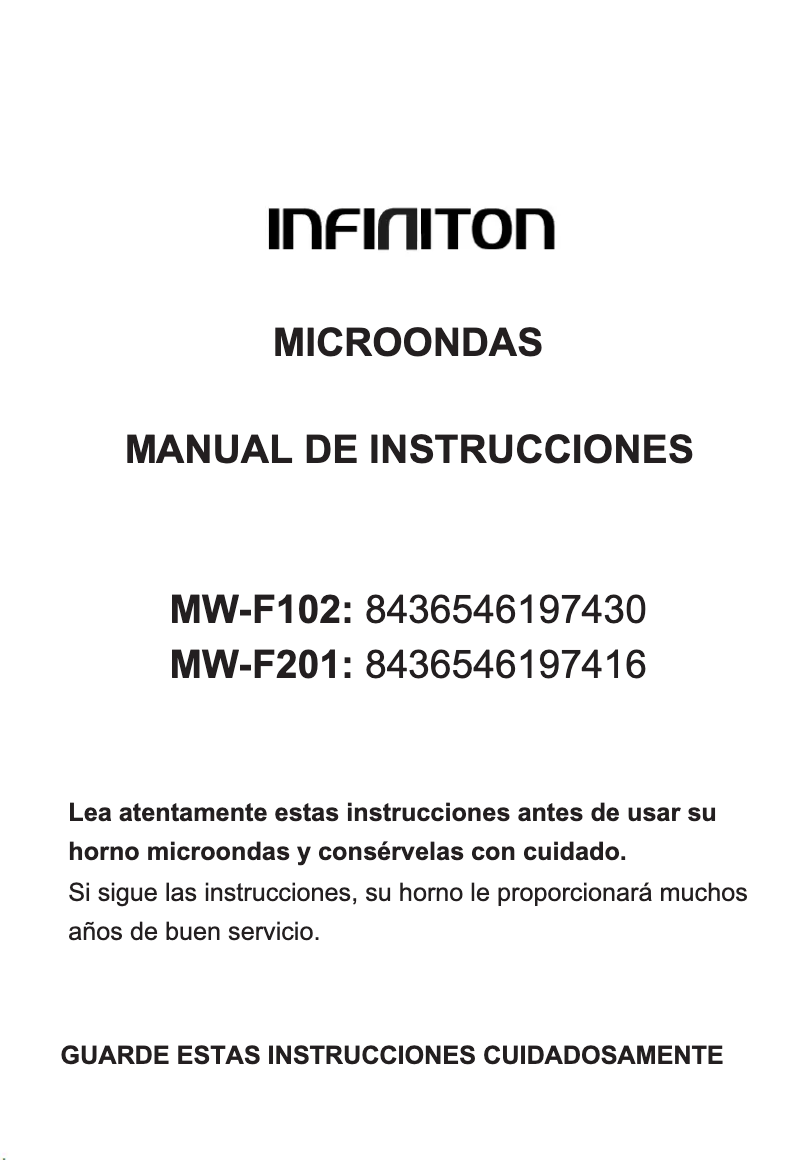 Página 1 del manual Manual de usuario Infiniton MW-F102