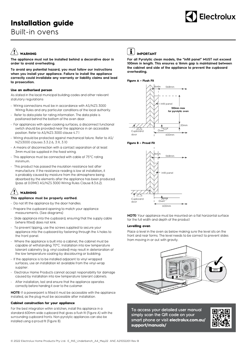 Página nº 1 - Guía de instalación Electrolux EVE614