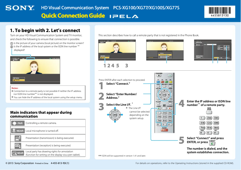 Imagen de la primera página del manual del dispositivo PCS-XG77