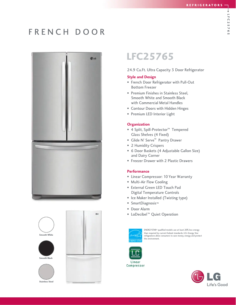 Página nº 1 - Ficha técnica LG LFC25765SW