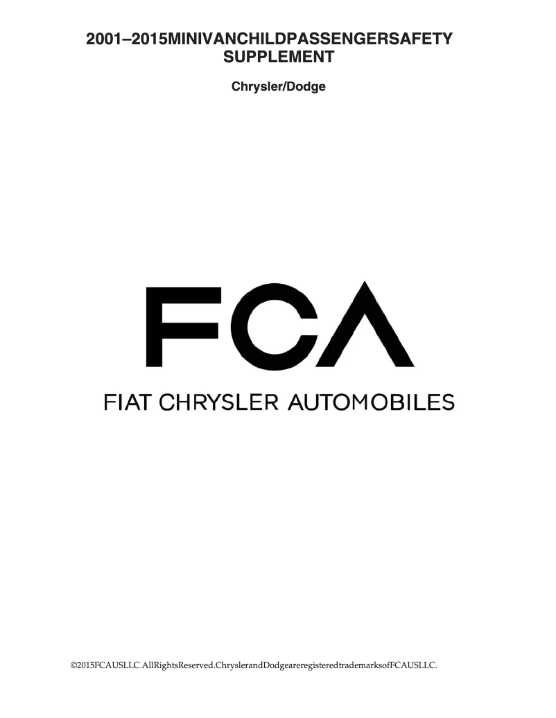 Página nº 1 - Instrucciones de seguridad Dodge Grand Caravan (2009)