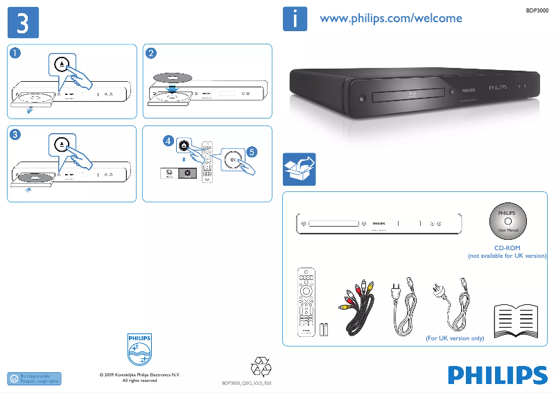 Página 1 del manual Guía de inicio rápido Philips BDP3000