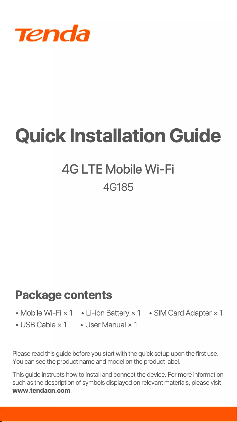 Imagen de la primera página del manual del dispositivo 4G185