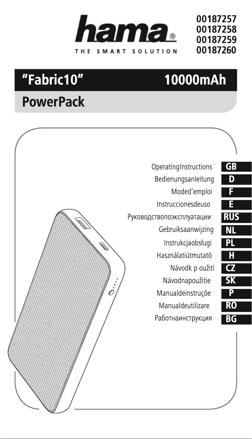 Imagen de la primera página del manual del dispositivo Fabric 10 00187260