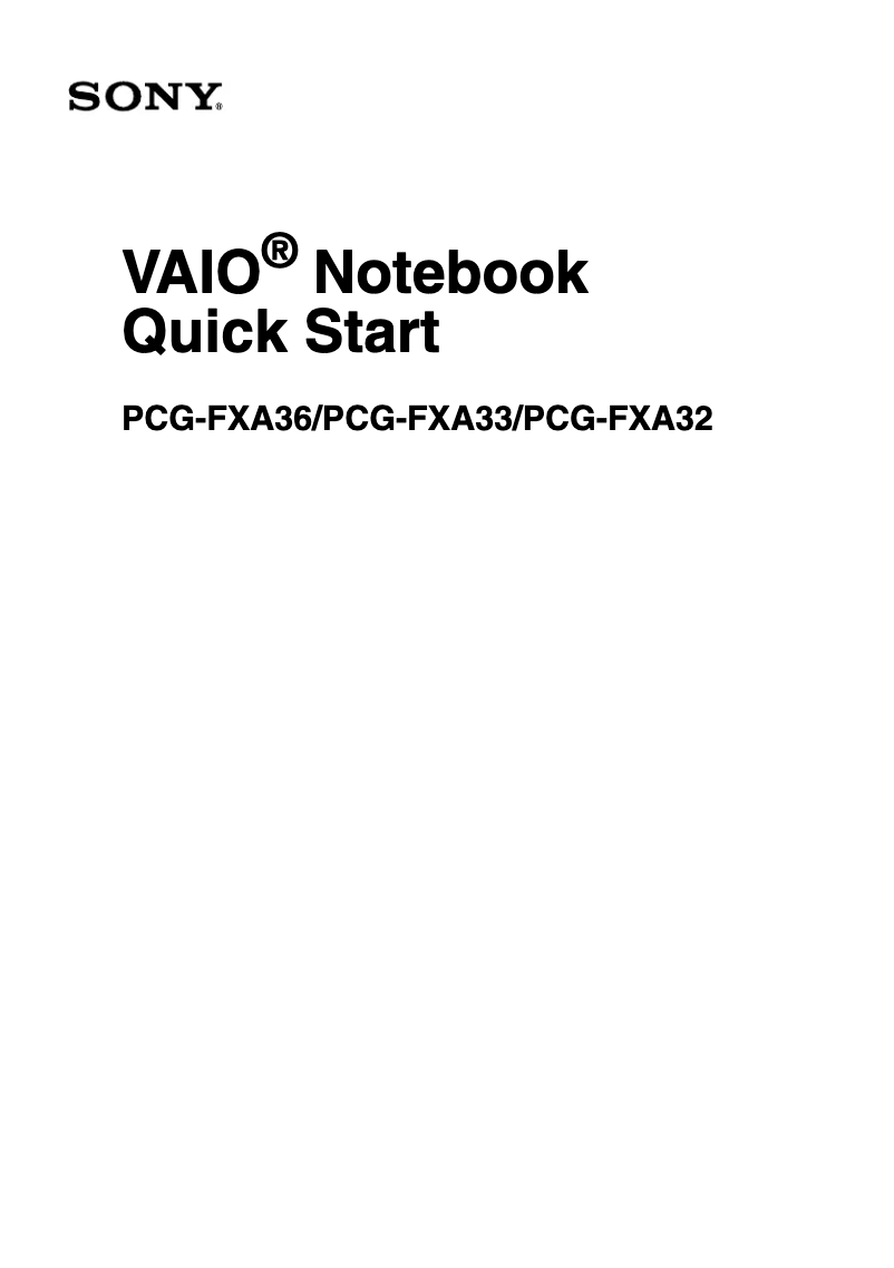 Página 1 del manual Guía de instalación Sony Vaio PCG-FXA32