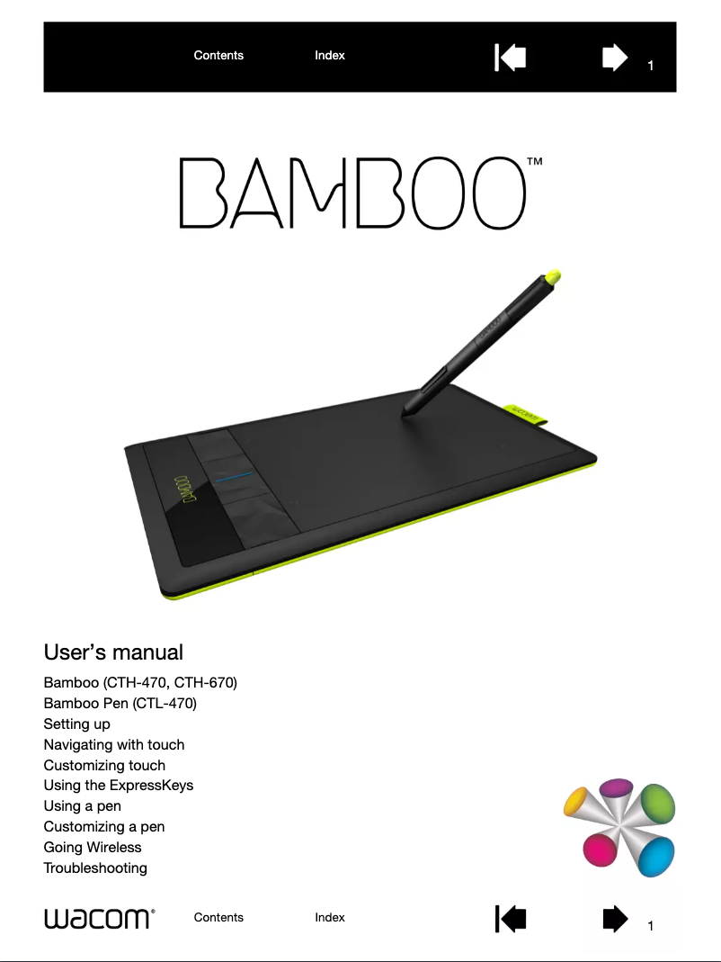 Imagen de la primera página del manual del dispositivo Bamboo Pen & Touch