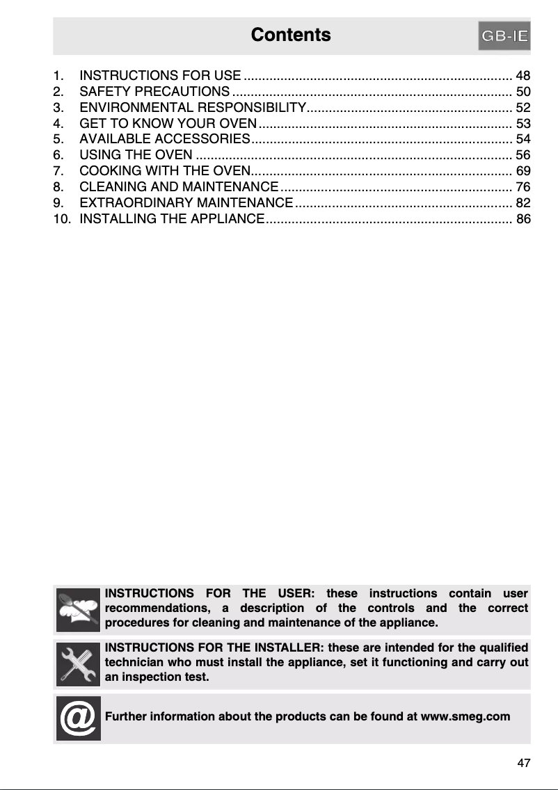 Página nº 1 - Manual de usuario Smeg SC0485X-8