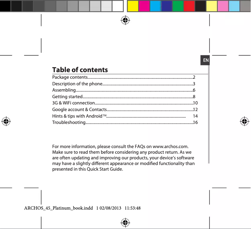 Página 1 del manual Manual de usuario Archos 45 Platinum