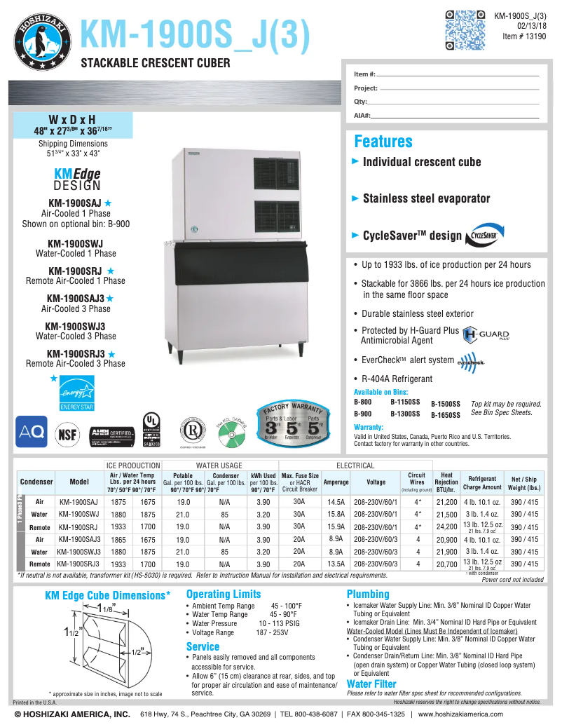Imagen de la primera página del manual del dispositivo KM-1900SAH