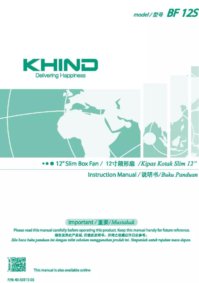 Página 1 del manual Manual de usuario Khind BF12S