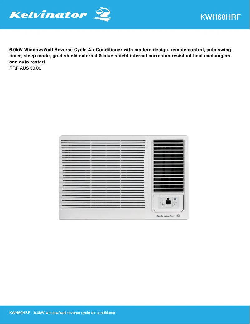 Página 1 del manual Ficha técnica Kelvinator KWH60HRF