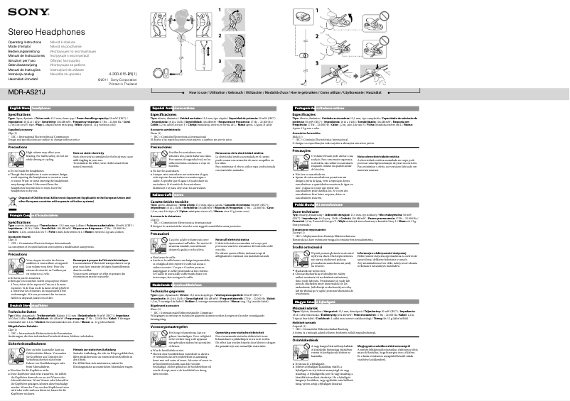 Página 1 del manual Manual de usuario Sony MDR-AS21