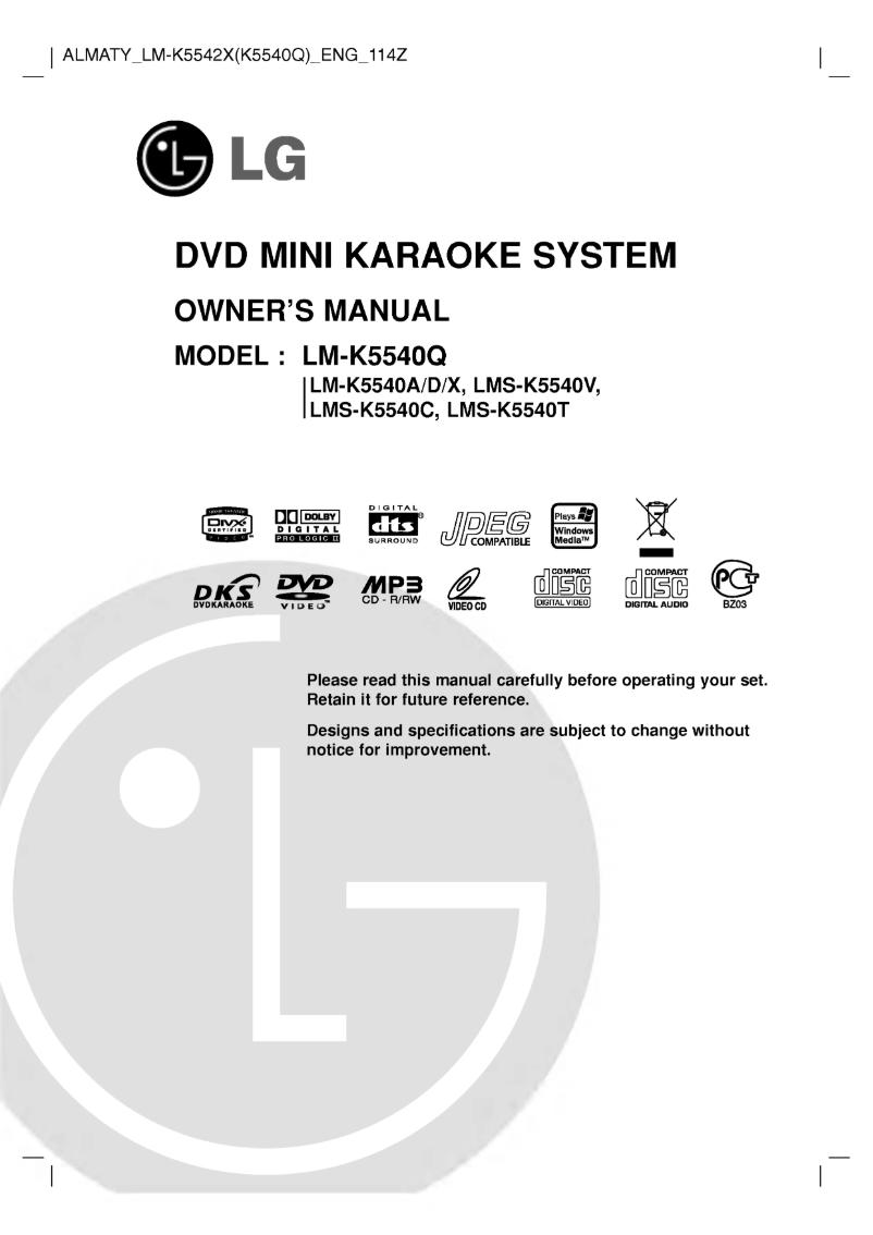 Imagen de la primera página del manual del dispositivo LM-K5542X