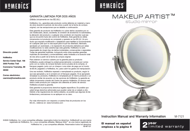 Página 1 del manual Manual de usuario Homedics M-7121