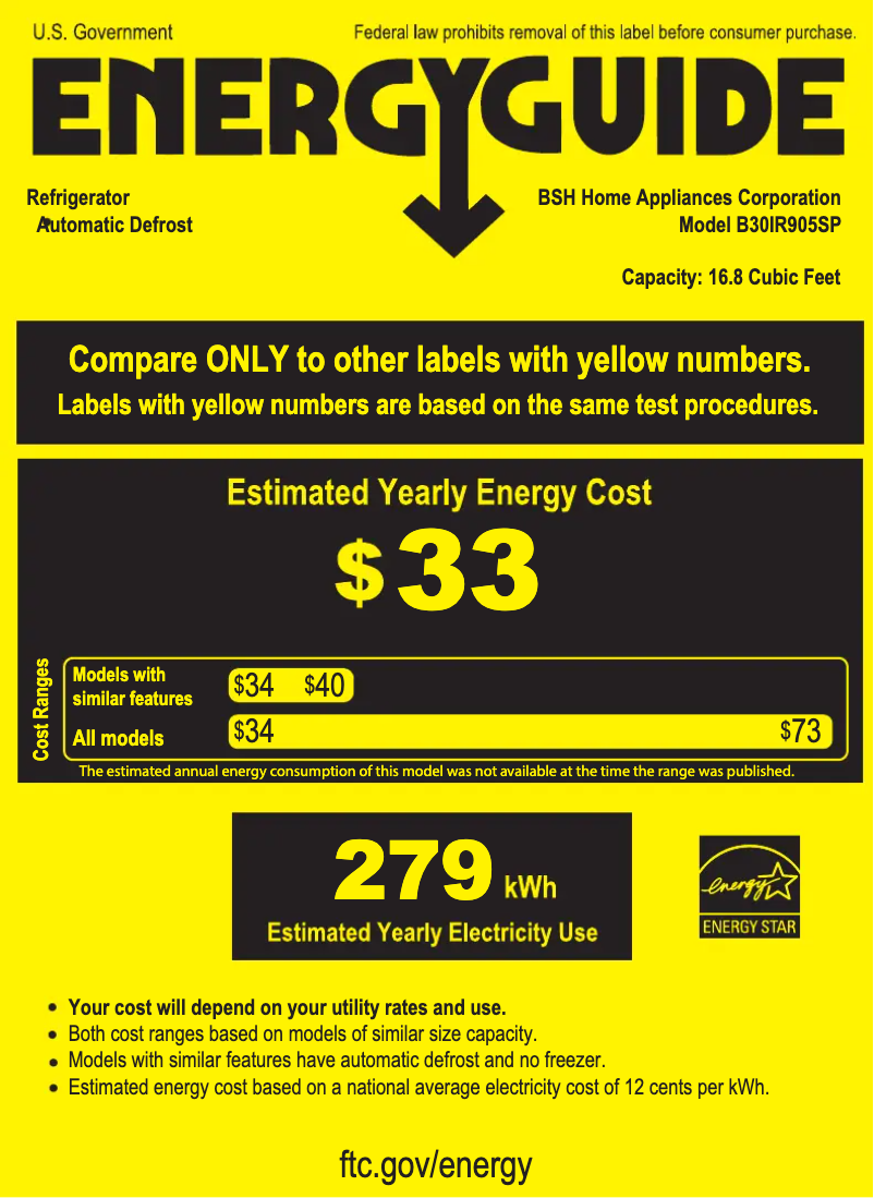 Página nº 1 - Etiqueta energética Bosch B30IR905SP