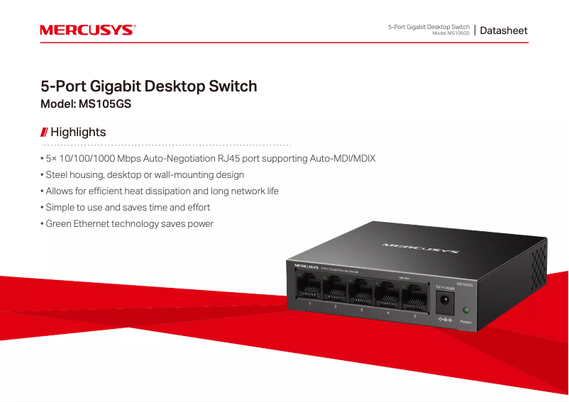 Imagen de la primera página del manual del dispositivo MS105GS