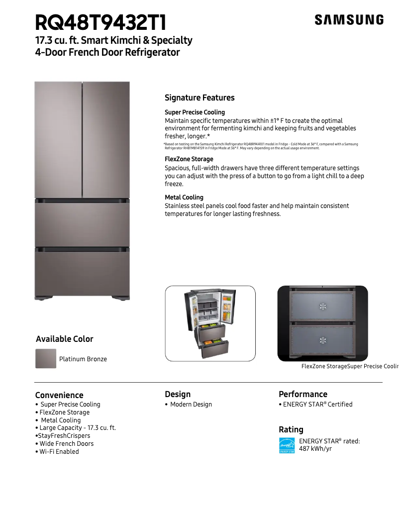 Página 1 del manual Ficha técnica Samsung RQ48T9432T1