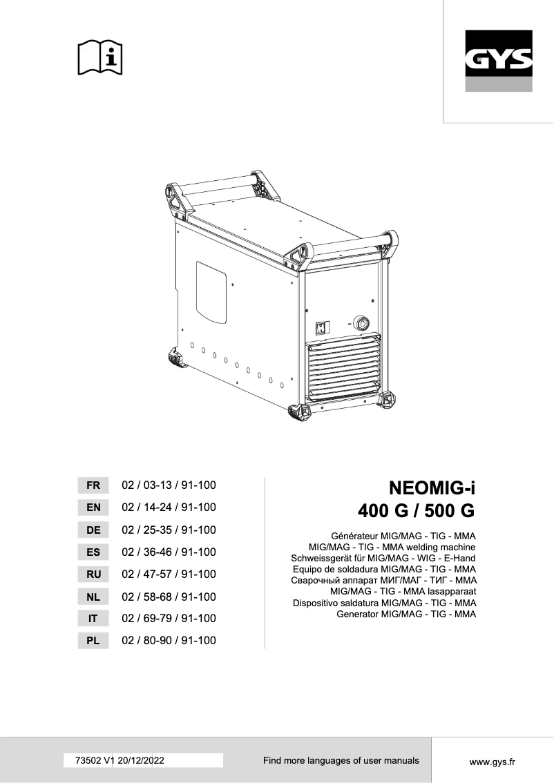 Imagen de la primera página del manual del dispositivo Neomig-i 500 G