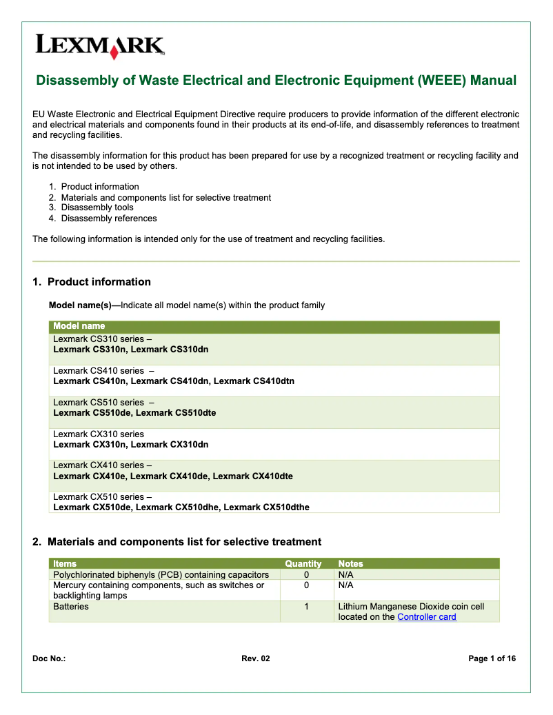 Imagen de la primera página del manual del dispositivo CS310