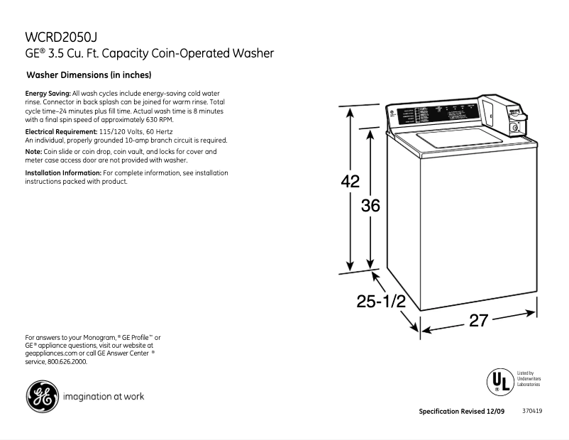 Imagen de la primera página del manual del dispositivo WCRD2050JWC