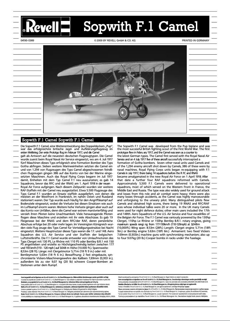 Página 1 del manual Manual de usuario Revell Sopwith F1 Camel