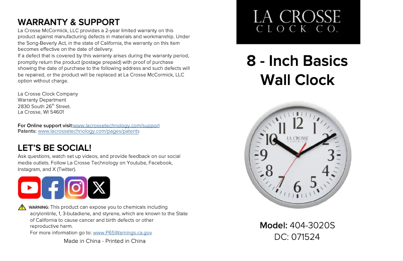 Imagen de la primera página del manual del dispositivo 404-3020S