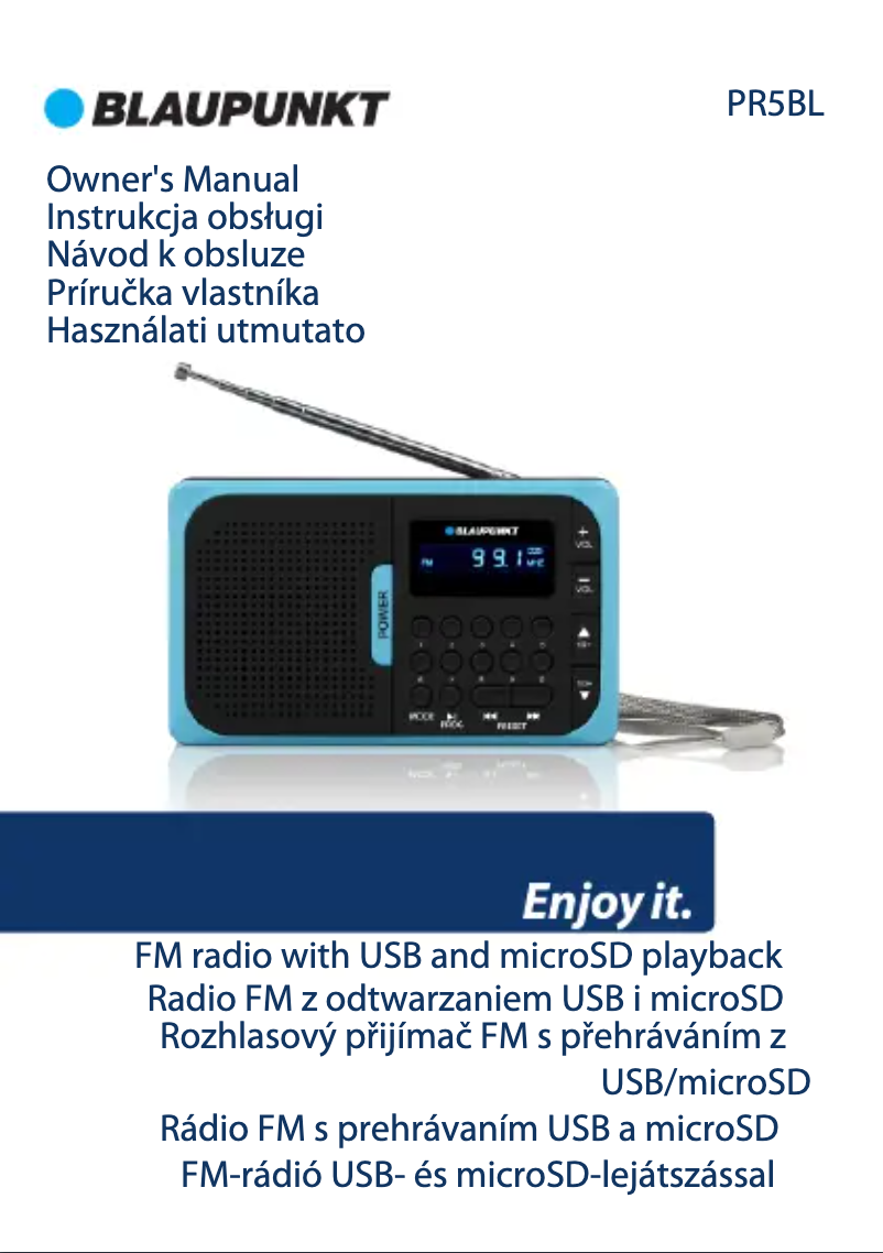 Imagen de la primera página del manual del dispositivo PR5BL