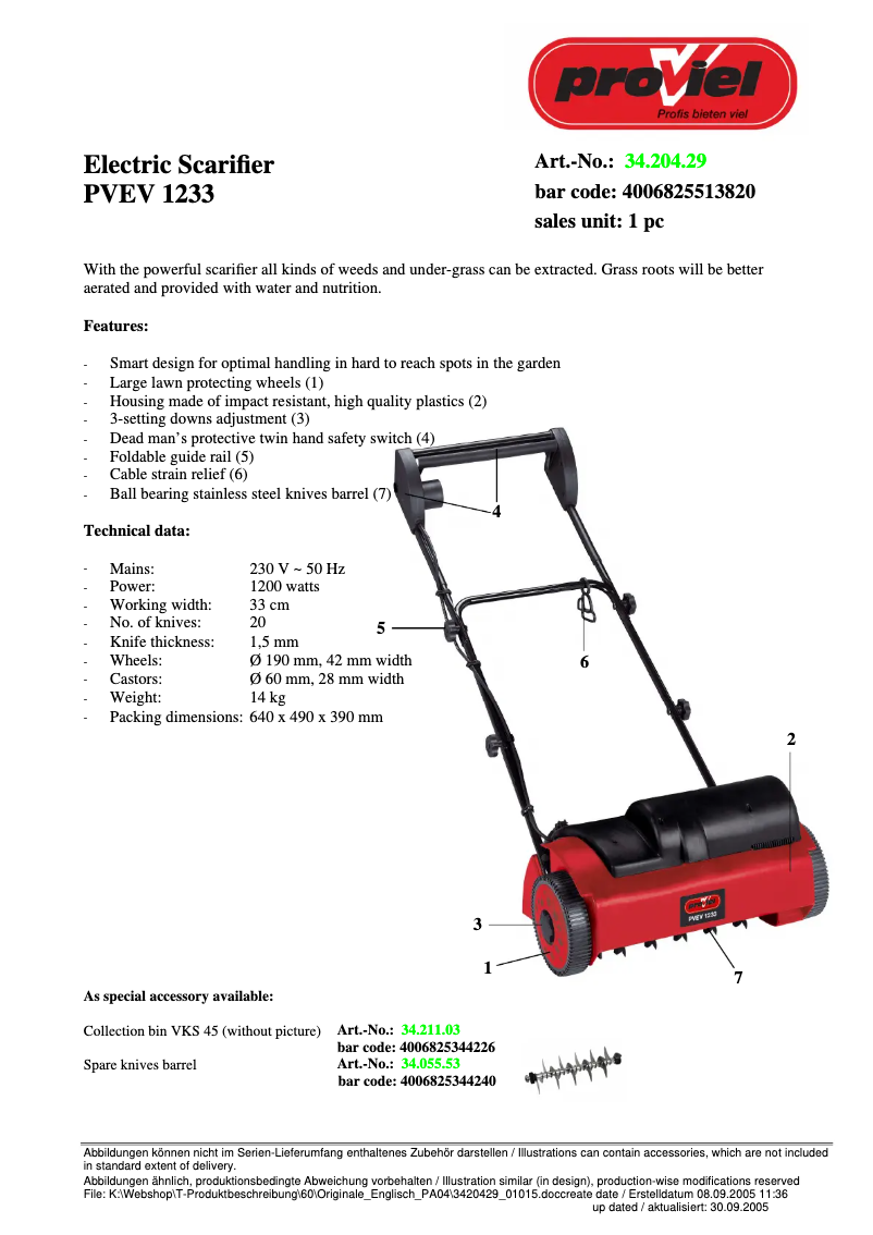 Página 1 del manual Manual de usuario Proviel PVEV 1233