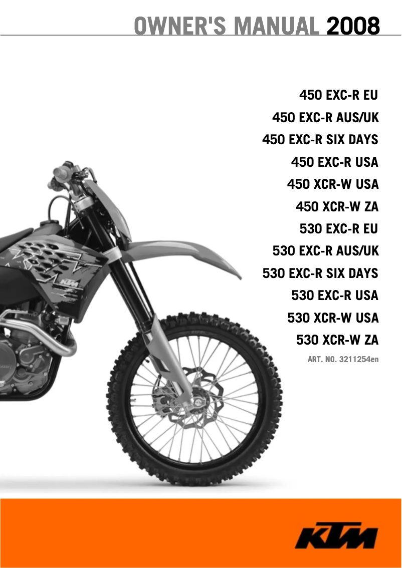 Página 1 del manual Manual de usuario KTM 450 EXC-R Six Days (2008)